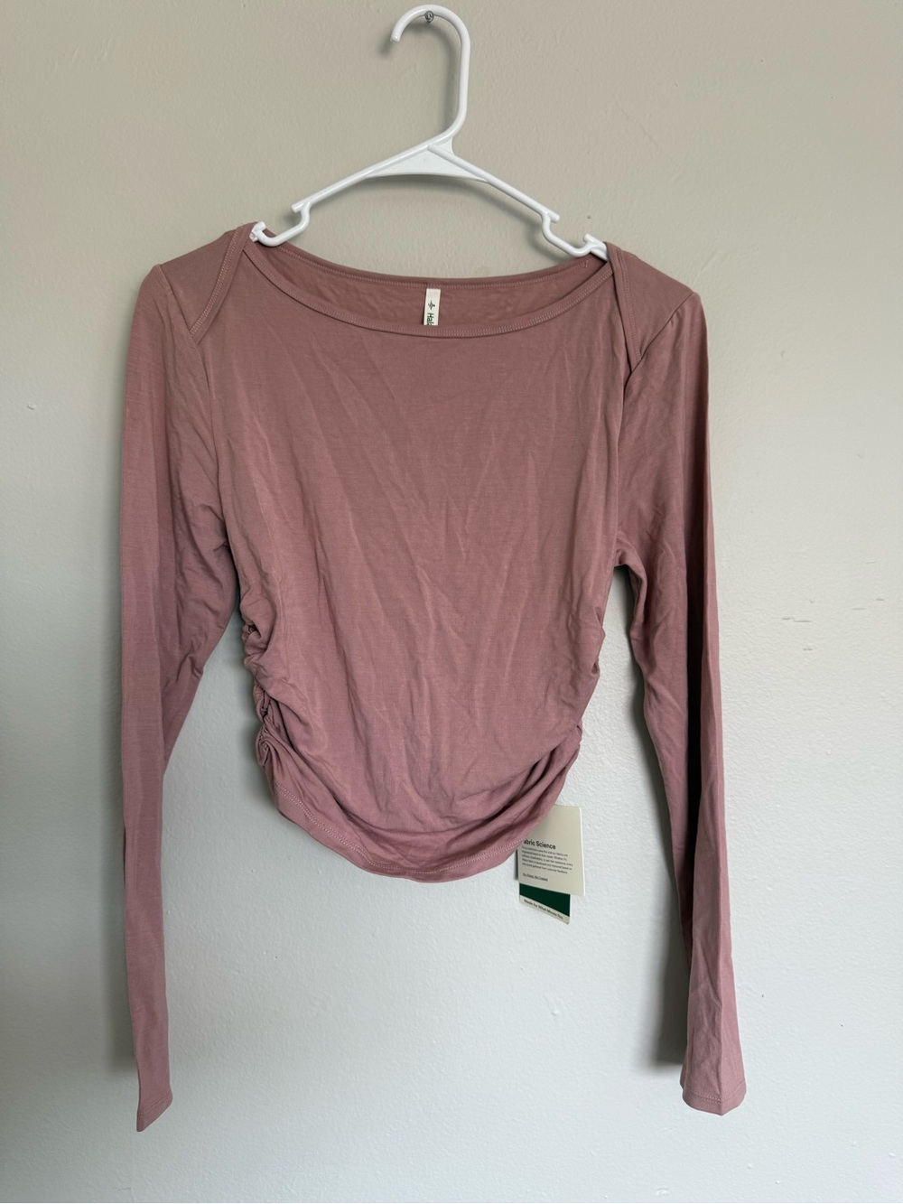 HALARA Long Sleeve Ruched Crop Top - Dusty Rose